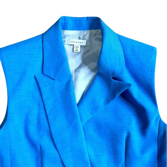 TOPSHOP Double Breasted Vest Bright Blue Size 6 Professional Business Casual - Picture 2 of 9